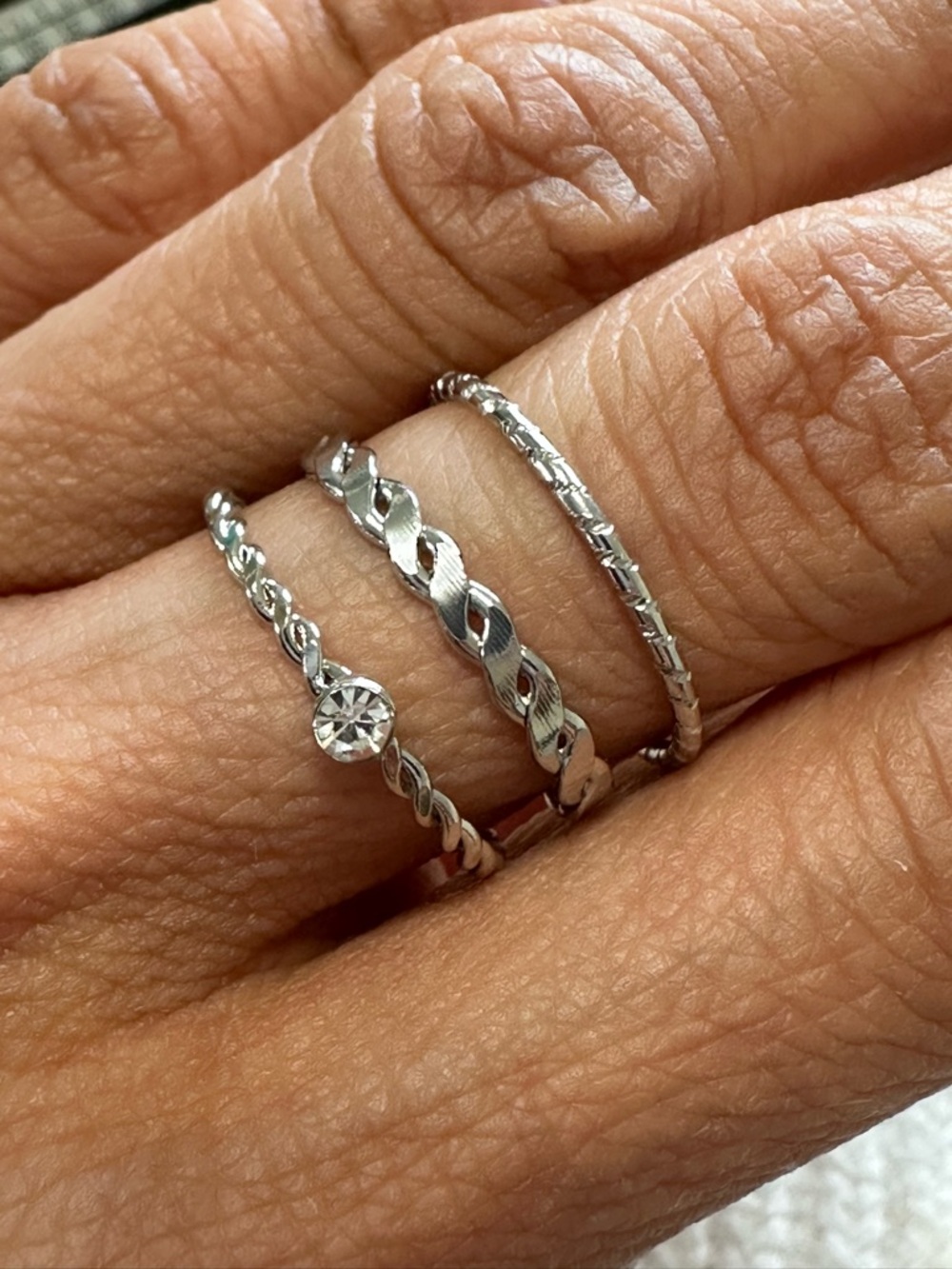 Silver dainty ring set